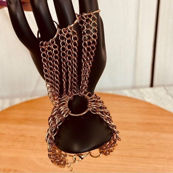 Para Hand Chain Bracelet Rings Rose Gold Color - Picture 8 of 12